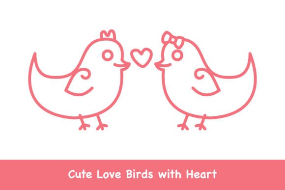 Download Cute Love Birds with Heart - Premium Resources