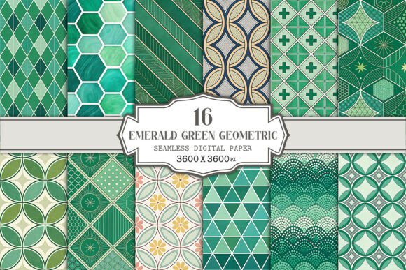 Download Emerald Green Geometric Seamless Pattern - Premium Bundle